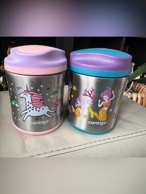Contigo Kids Stainless Steel Food Jar - Pink & Purple Unicorn or Mermaid Designs